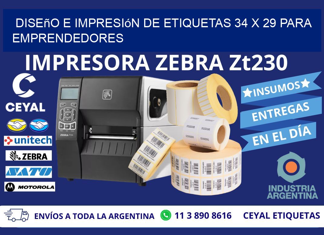 Diseño e Impresión de Etiquetas 34 x 29 para Emprendedores