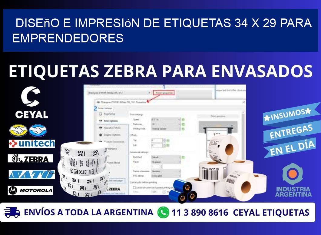 Diseño e Impresión de Etiquetas 34 x 29 para Emprendedores