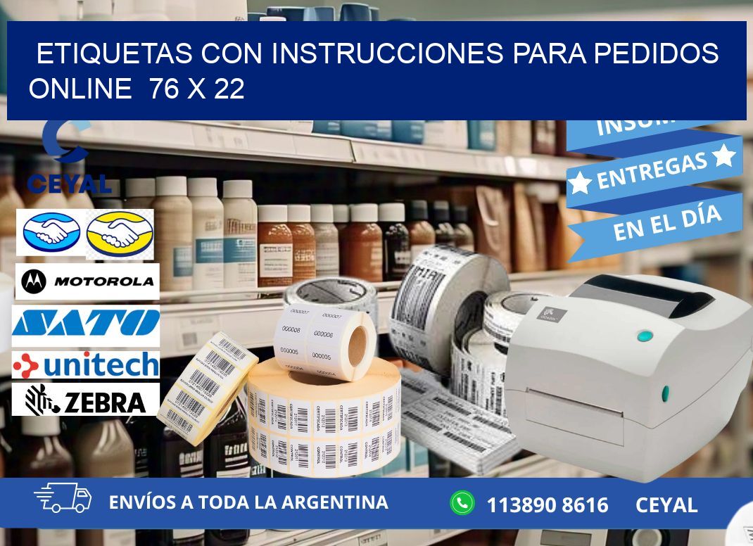 ETIQUETAS CON INSTRUCCIONES PARA PEDIDOS ONLINE  76 x 22