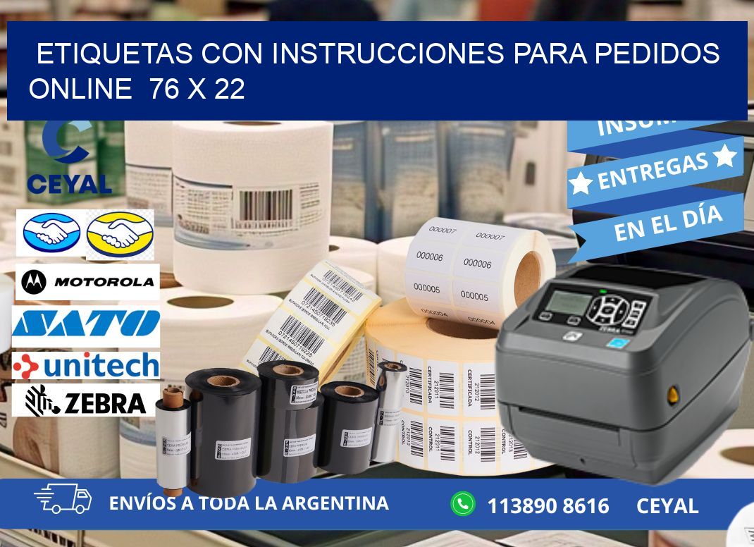 ETIQUETAS CON INSTRUCCIONES PARA PEDIDOS ONLINE  76 x 22