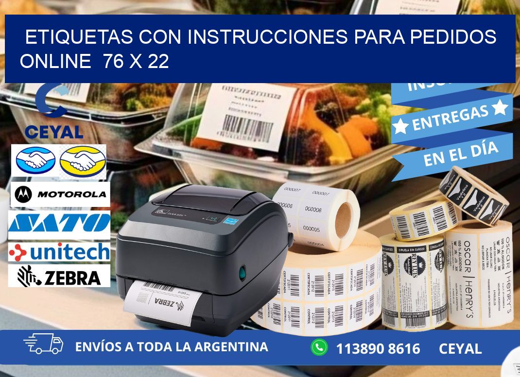 ETIQUETAS CON INSTRUCCIONES PARA PEDIDOS ONLINE  76 x 22