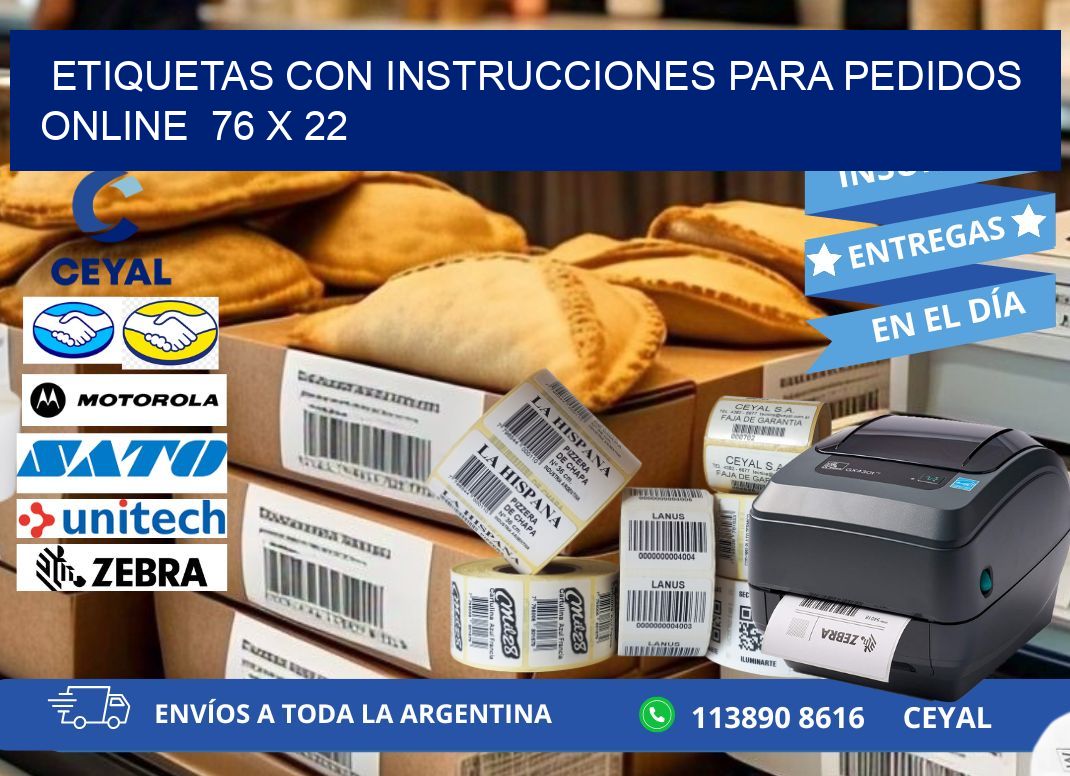 ETIQUETAS CON INSTRUCCIONES PARA PEDIDOS ONLINE  76 x 22