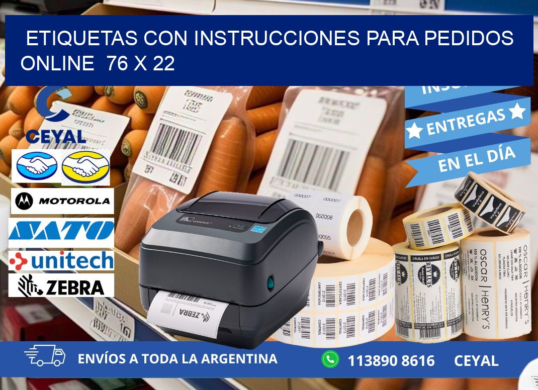 ETIQUETAS CON INSTRUCCIONES PARA PEDIDOS ONLINE  76 x 22