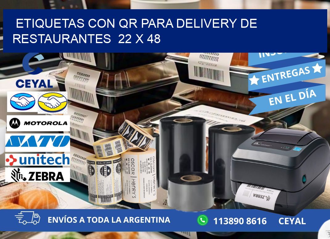 ETIQUETAS CON QR PARA DELIVERY DE RESTAURANTES  22 x 48