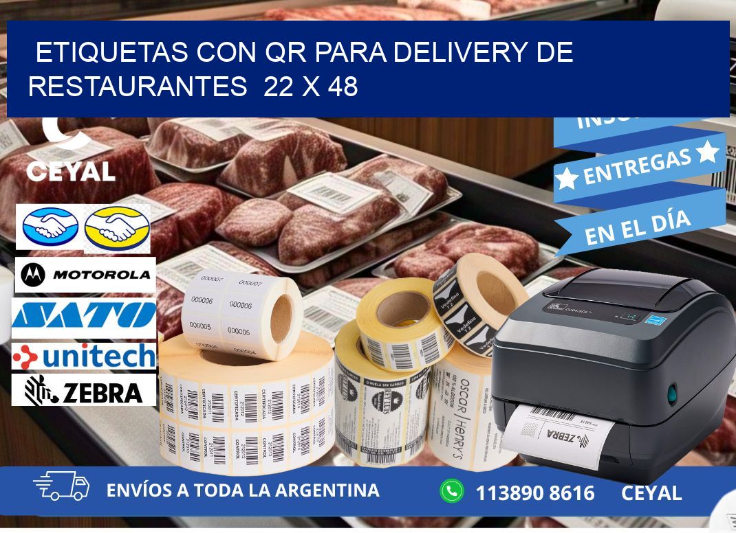 ETIQUETAS CON QR PARA DELIVERY DE RESTAURANTES  22 x 48