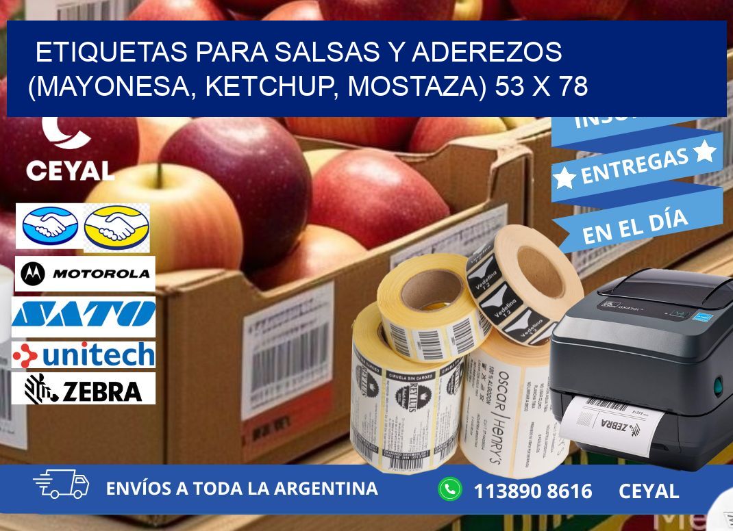 ETIQUETAS PARA SALSAS Y ADEREZOS (MAYONESA, KETCHUP, MOSTAZA) 53 x 78