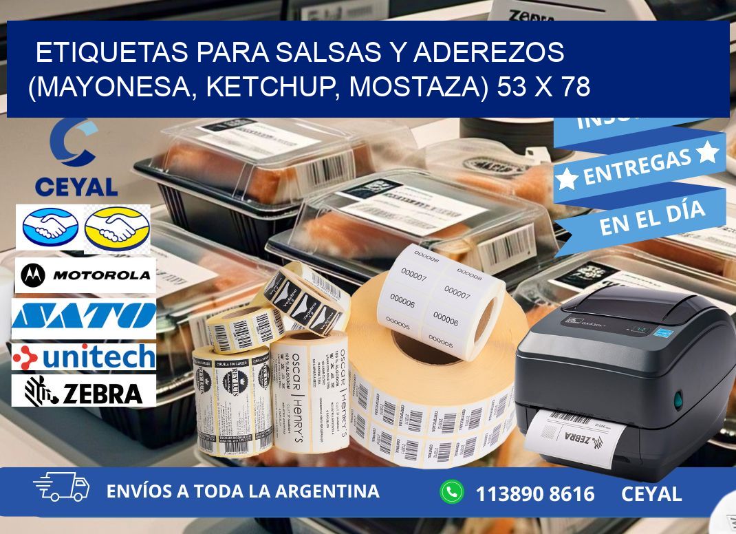 ETIQUETAS PARA SALSAS Y ADEREZOS (MAYONESA, KETCHUP, MOSTAZA) 53 x 78