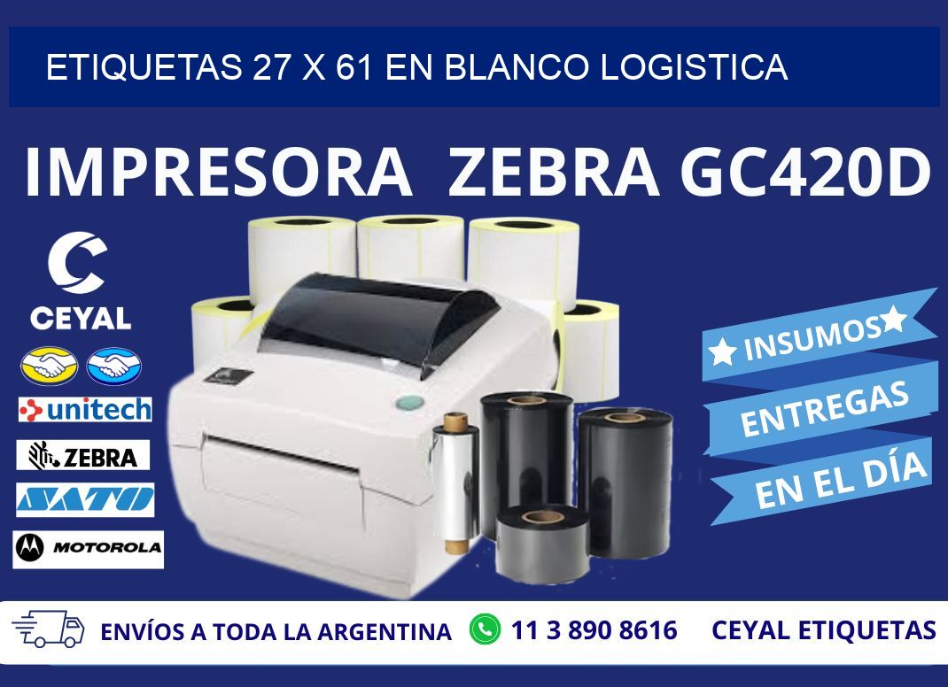 Etiquetas 27 x 61 en blanco logistica