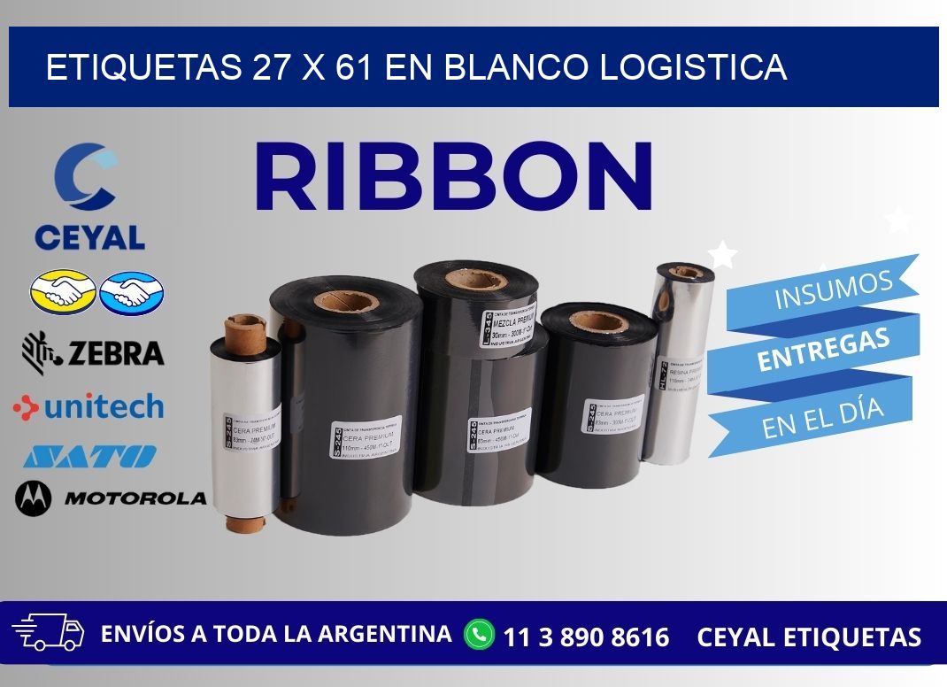 Etiquetas 27 x 61 en blanco logistica