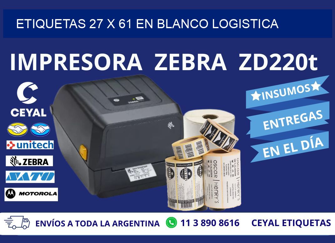 Etiquetas 27 x 61 en blanco logistica