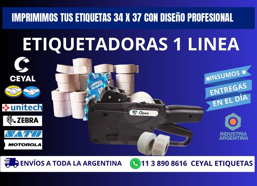 Imprimimos tus Etiquetas 34 x 37 con Diseño Profesional