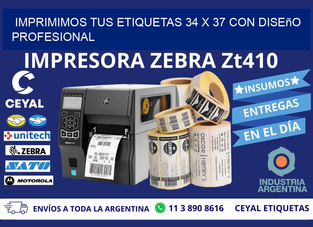 Imprimimos tus Etiquetas 34 x 37 con Diseño Profesional