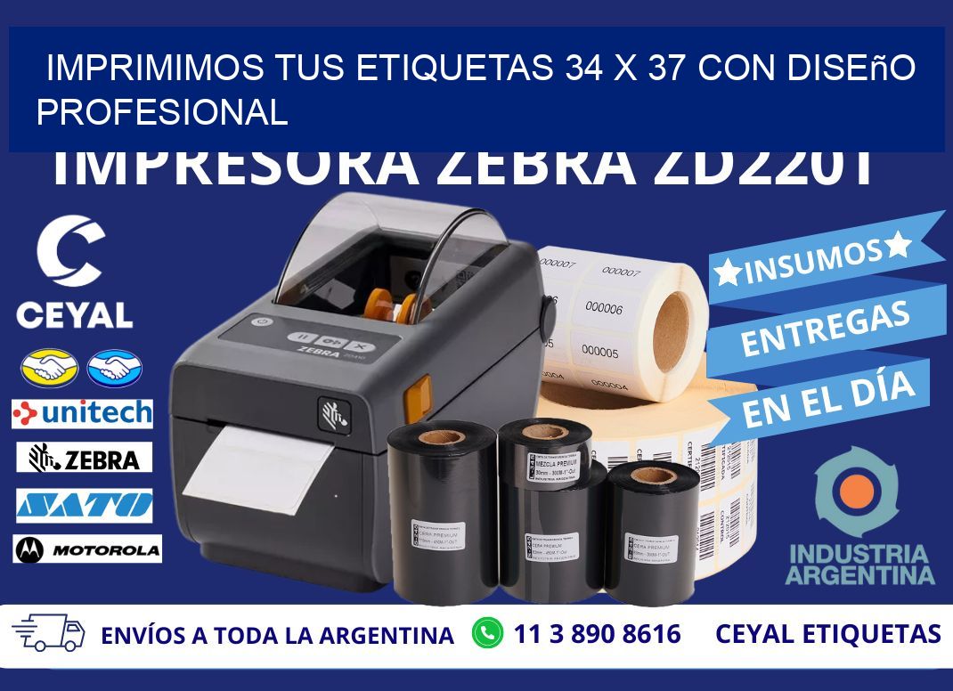 Imprimimos tus Etiquetas 34 x 37 con Diseño Profesional