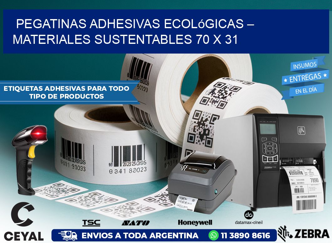 Pegatinas Adhesivas Ecológicas – Materiales Sustentables 70 x 31