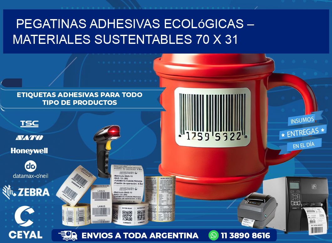 Pegatinas Adhesivas Ecológicas – Materiales Sustentables 70 x 31