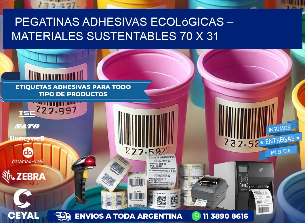 Pegatinas Adhesivas Ecológicas – Materiales Sustentables 70 x 31