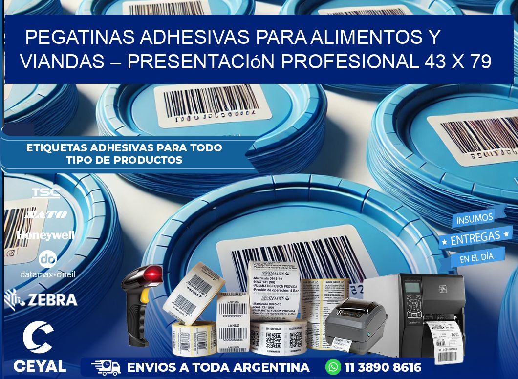 Pegatinas Adhesivas para Alimentos y Viandas – Presentación Profesional 43 x 79