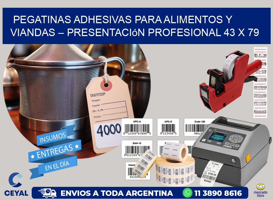 Pegatinas Adhesivas para Alimentos y Viandas – Presentación Profesional 43 x 79