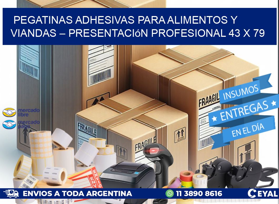 Pegatinas Adhesivas para Alimentos y Viandas – Presentación Profesional 43 x 79