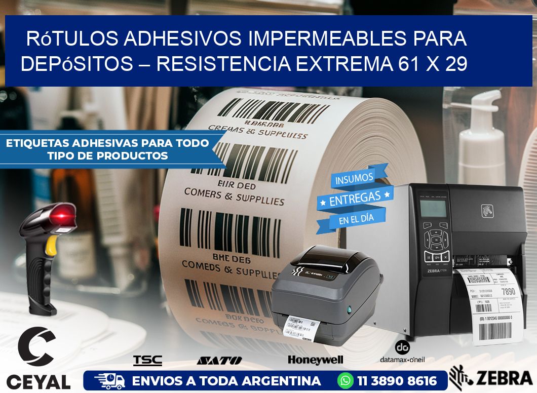 Rótulos Adhesivos Impermeables para Depósitos – Resistencia Extrema 61 x 29