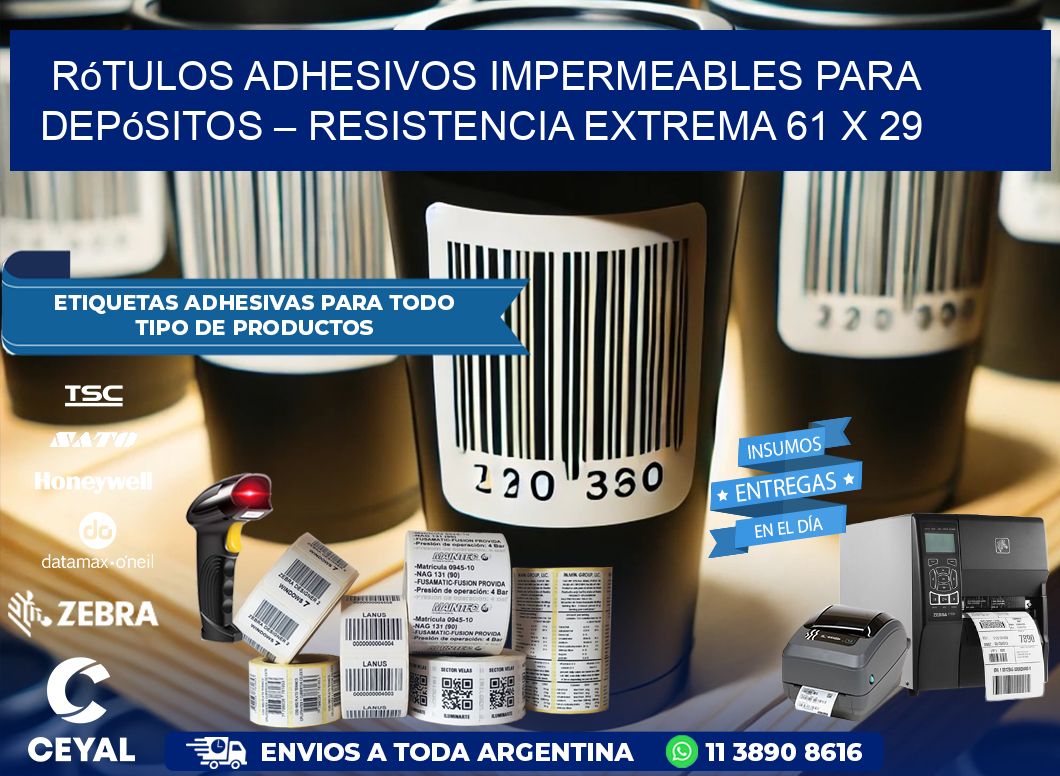 Rótulos Adhesivos Impermeables para Depósitos – Resistencia Extrema 61 x 29