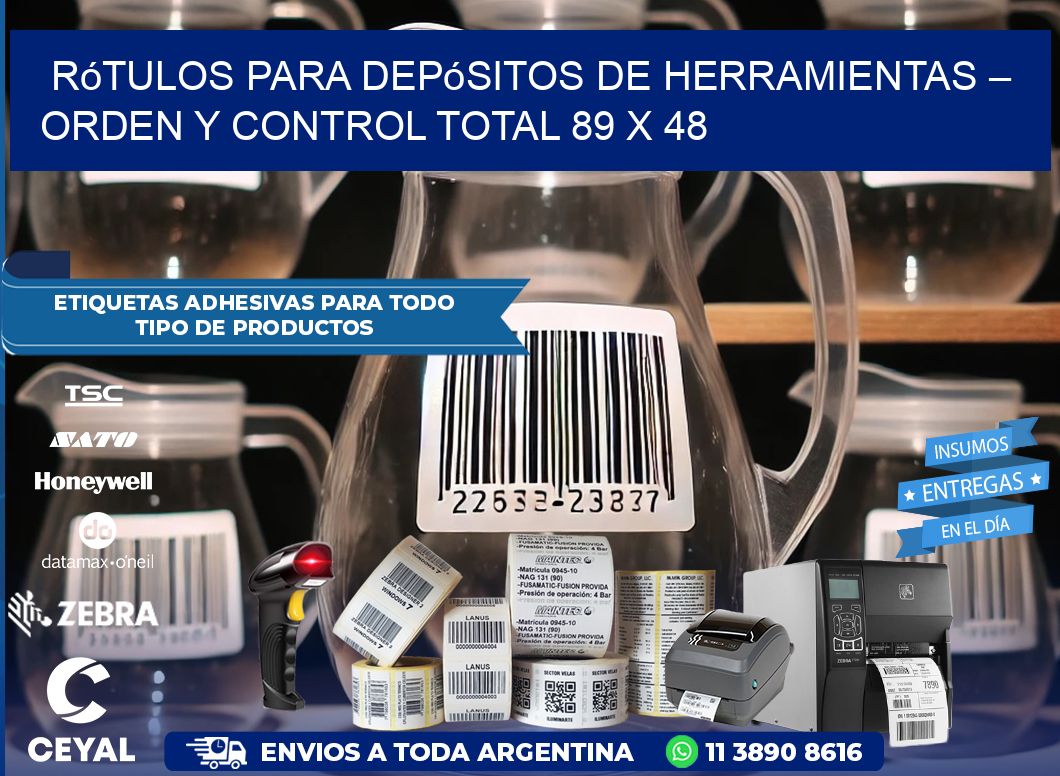 Rótulos para Depósitos de Herramientas – Orden y Control Total 89 x 48