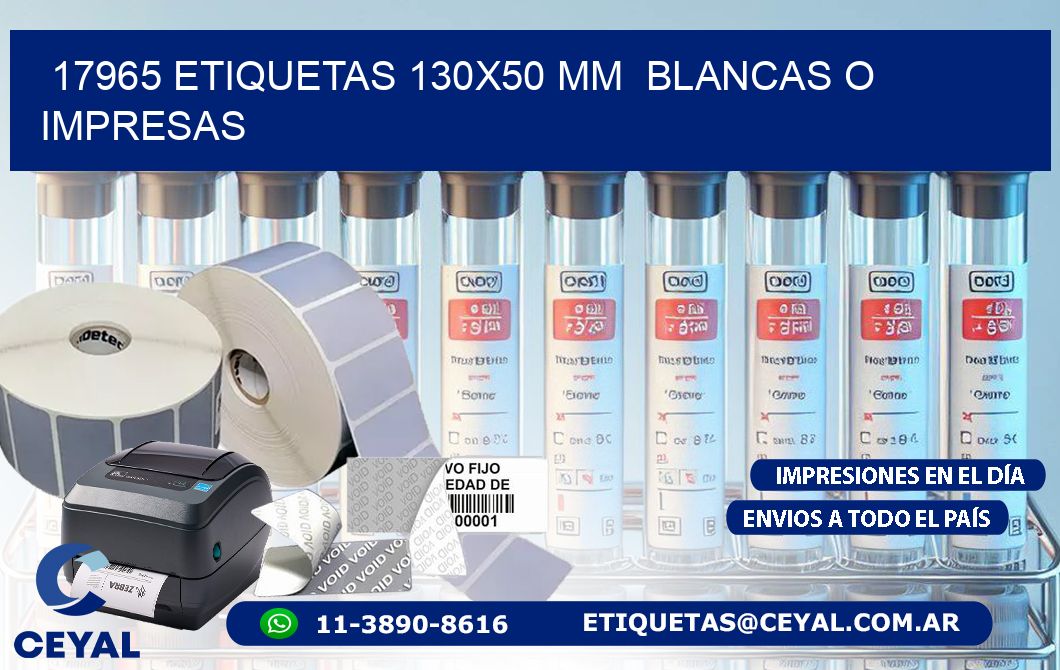 17965 ETIQUETAS 130x50 mm  BLANCAS O IMPRESAS