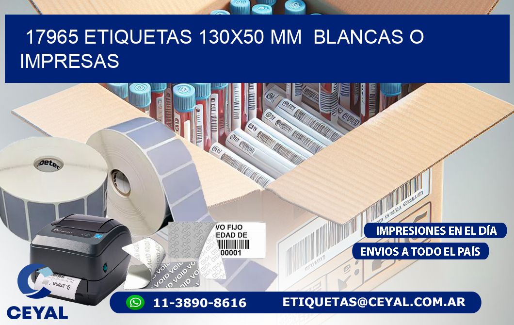 17965 ETIQUETAS 130x50 mm  BLANCAS O IMPRESAS