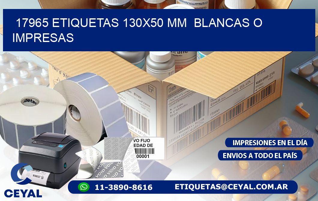 17965 ETIQUETAS 130x50 mm  BLANCAS O IMPRESAS