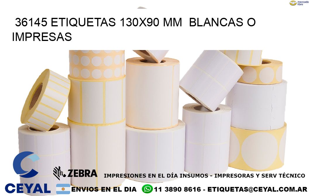 36145 ETIQUETAS 130x90 mm  BLANCAS O IMPRESAS