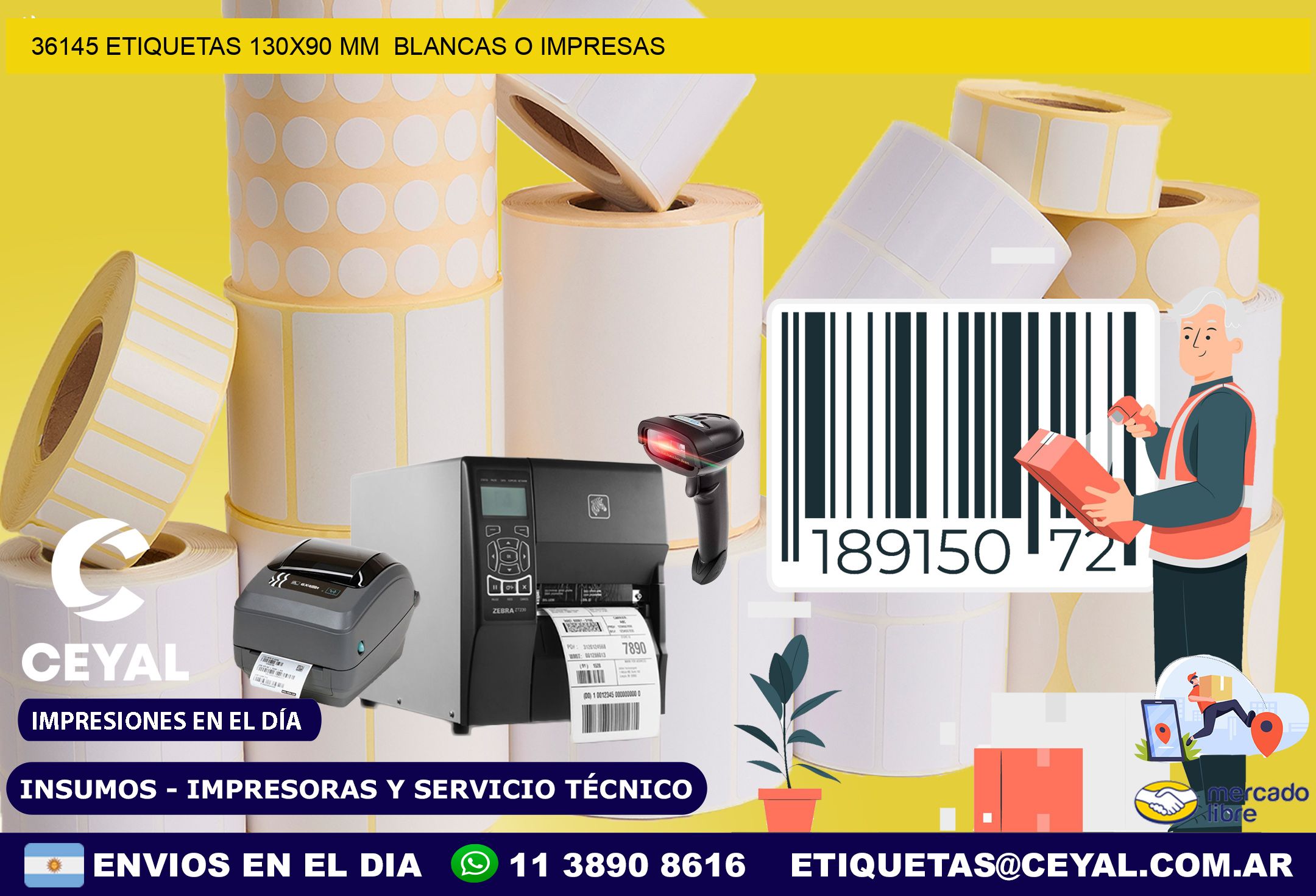 36145 ETIQUETAS 130×90 mm  BLANCAS O IMPRESAS