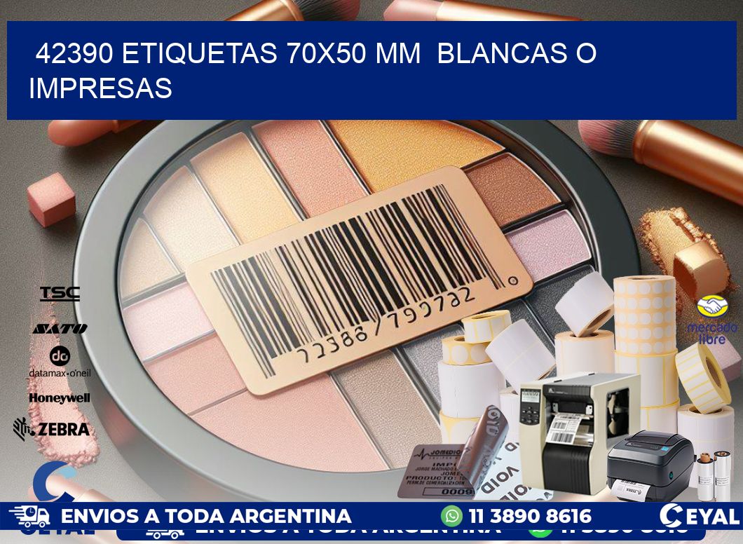 42390 ETIQUETAS 70×50 mm  BLANCAS O IMPRESAS