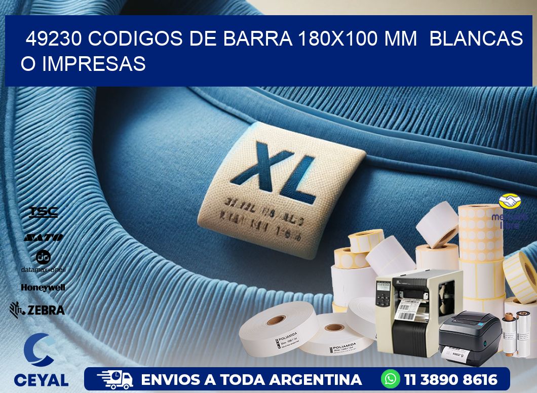 49230 CODIGOS DE BARRA 180x100 mm  BLANCAS O IMPRESAS