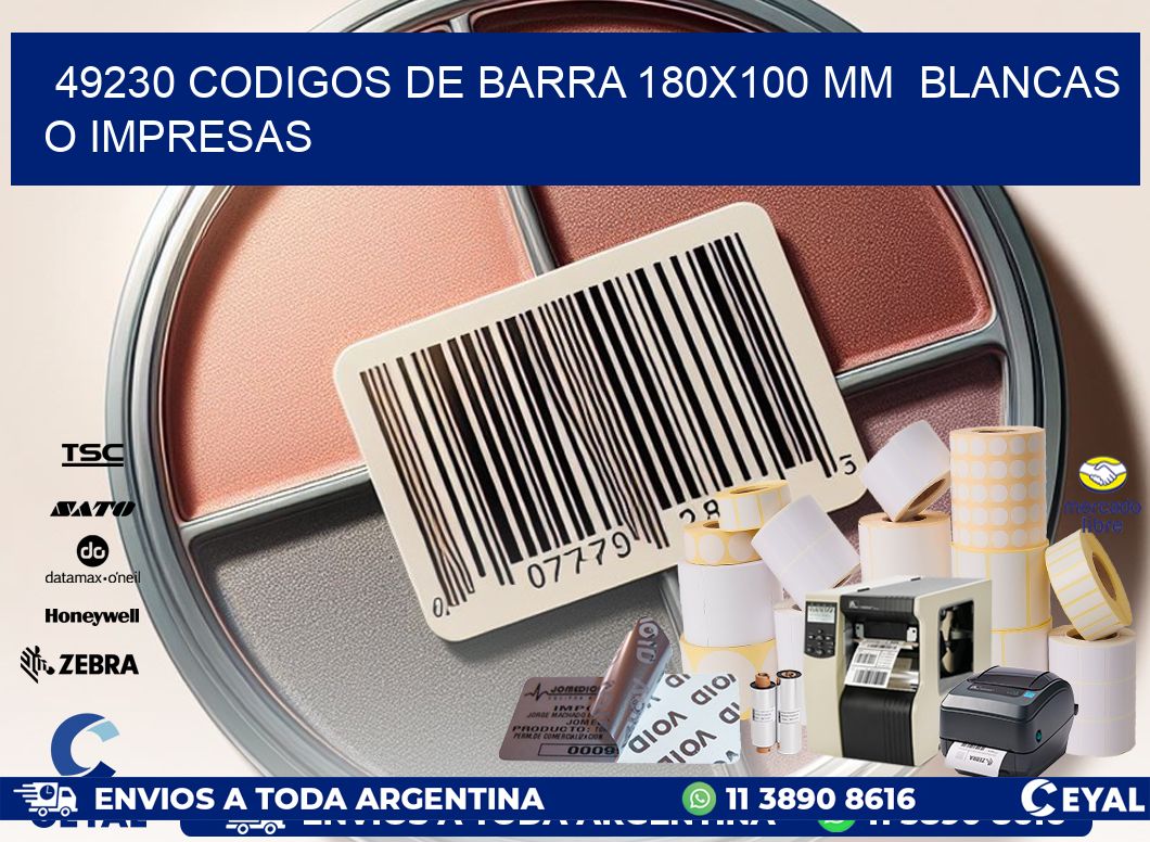 49230 CODIGOS DE BARRA 180×100 mm  BLANCAS O IMPRESAS