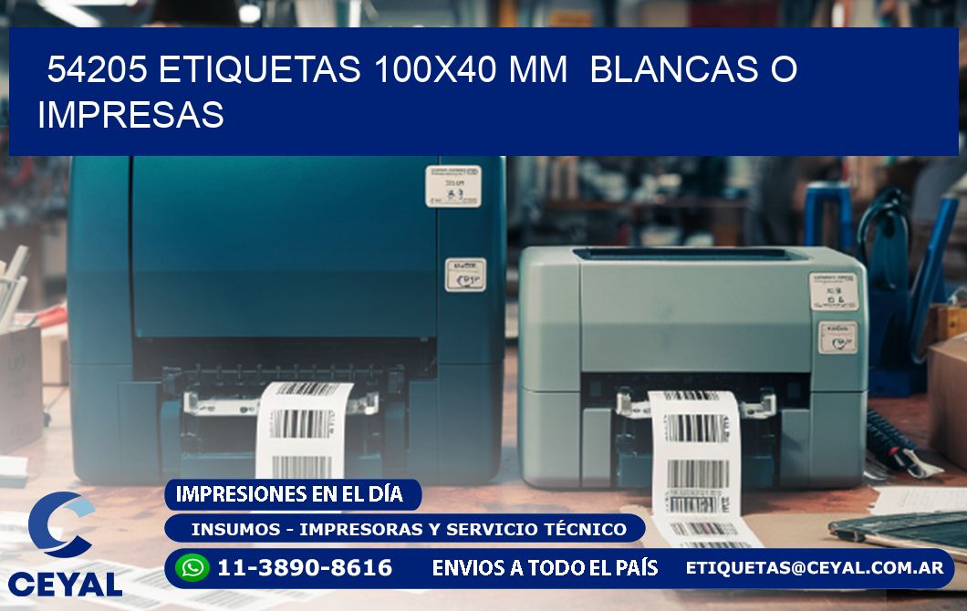 54205 ETIQUETAS 100x40 mm  BLANCAS O IMPRESAS