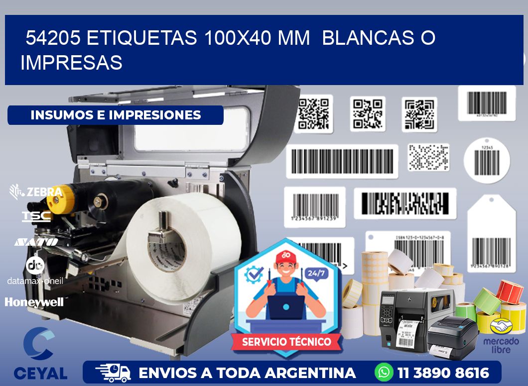 54205 ETIQUETAS 100x40 mm  BLANCAS O IMPRESAS