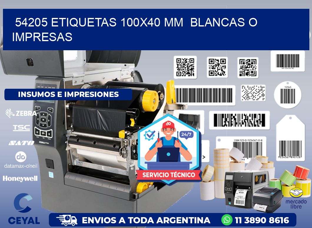 54205 ETIQUETAS 100x40 mm  BLANCAS O IMPRESAS