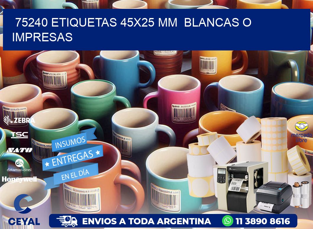 75240 ETIQUETAS 45x25 mm  BLANCAS O IMPRESAS