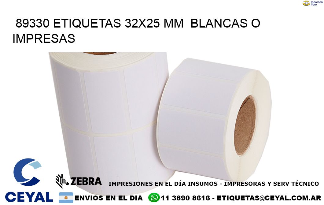 89330 ETIQUETAS 32x25 mm  BLANCAS O IMPRESAS