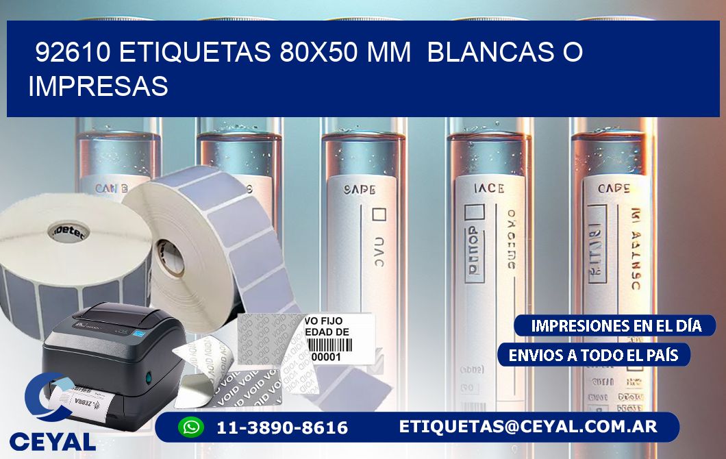 92610 ETIQUETAS 80x50 mm  BLANCAS O IMPRESAS